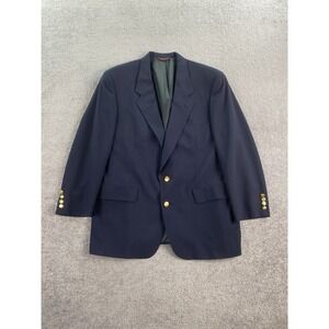 Hart Schaffner Marx Blazer 43 R Navy Wool Gold Button University Designer Logo *